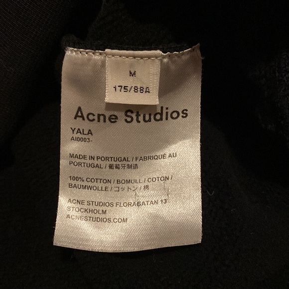 Acne studios yala black cotton fleece hoodie size M - Picture 14 of 15